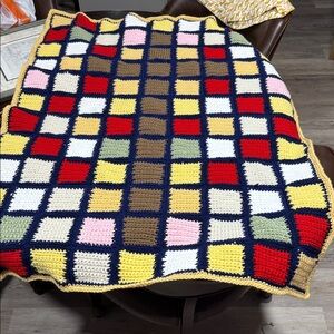 Colorful Crochet Patchwork Homemade Throw Blanket